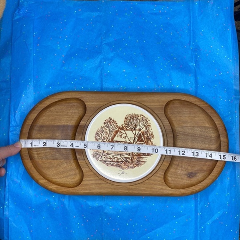 Vintage Cheese & Crackers Board With Tile Center - Picture 5 of 6
